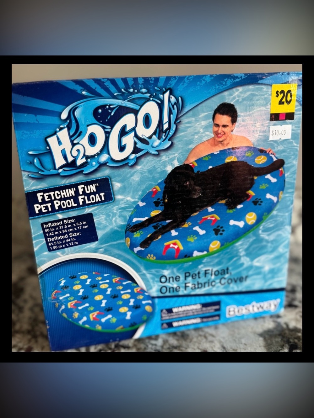H2OGO! Fetchin' Fun Pet Pool Float, Blue/Multicolor Oval